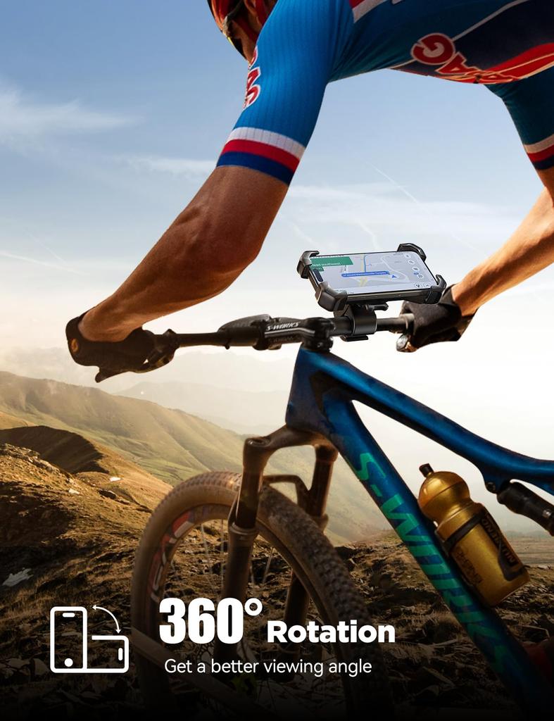 JOYROOM 2024 Motorcycle Phone Vibration Stand Mount for Bicycles and Smartphone Secures Strong Easy Compatible with iPhone Samsung Galaxy Holder,