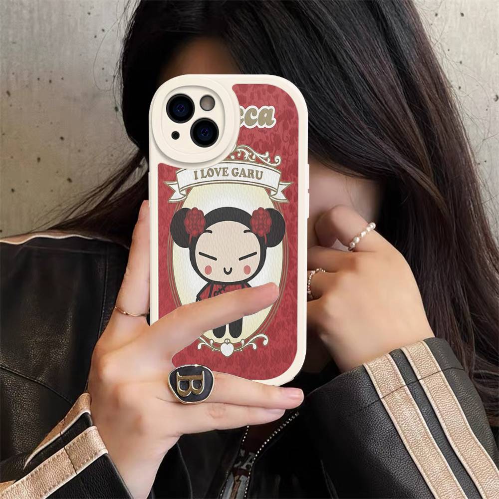 

Popular Animation P-Pucca Phone Case For IPhone 16 15 14 13 12 11 Pro Max Plus Leather Soft Cover iPhone 14 pro