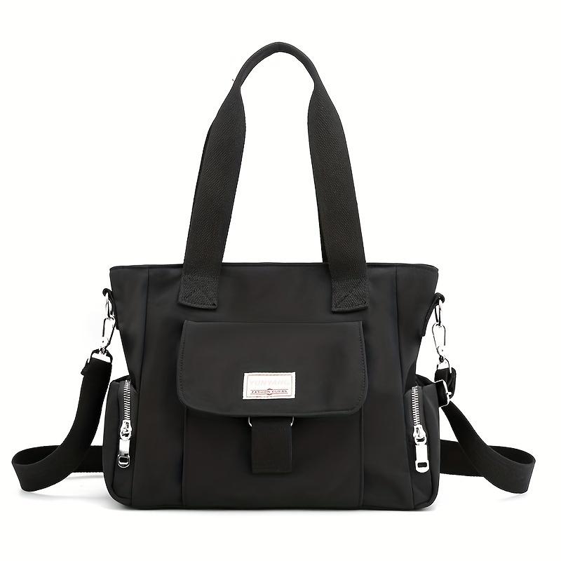 New fashionable women's bag, large capacity versatile solid color handbag, zipper closure, simple casual canvas crossbody bags