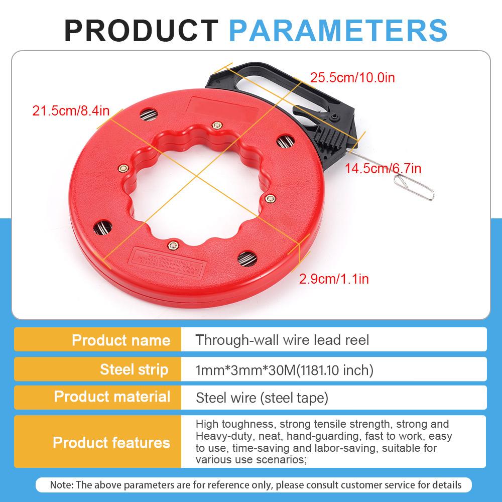 3MM/30M Cable Puller Wire Threading Device Lead Threading Device Fish-Shaped Wire Channel  For Pipe Hole Wires Automotive Wiring