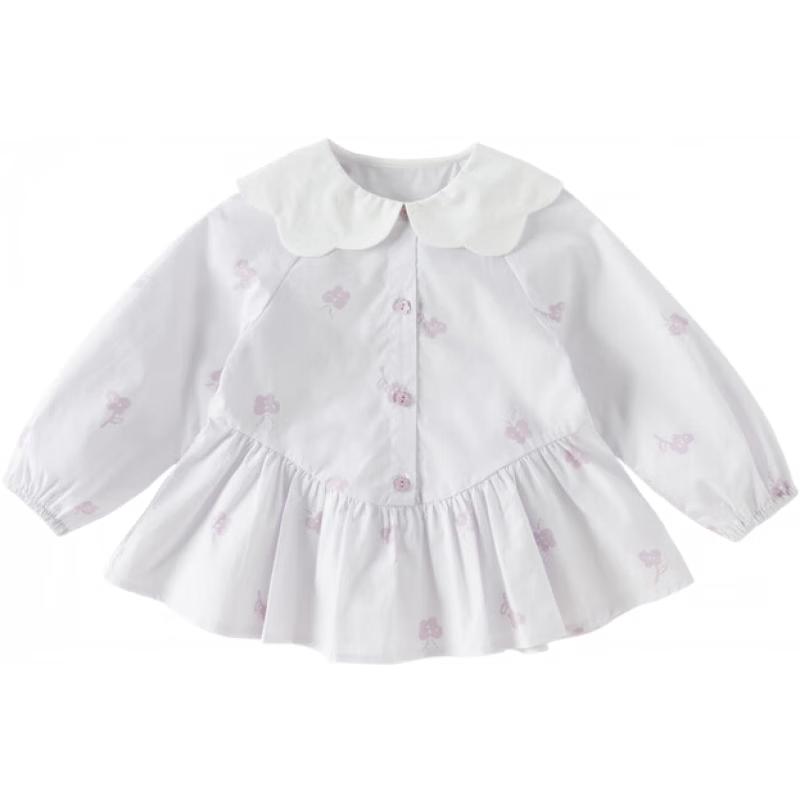 DAVE & BELLA Girls  Floral Print Long-Sleeve Shirt Dress 140cm