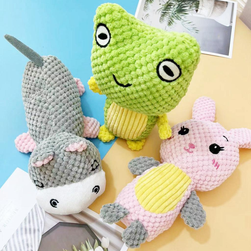 Plush Dog Squeaky Toy Bite Resistant Teeth Grinding Boredom Relief Animal Shape Stuffed Puppy