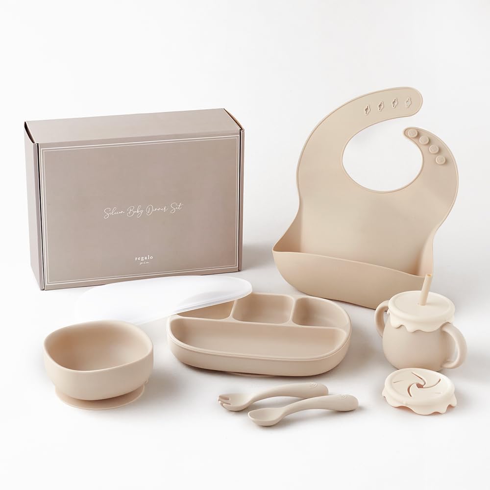 

Regalo Baby Tableware Set - 6 Pieces, Non-Spillable, Food Safety Tested, Suitable for Baby Food, Microwave Safe, Dishwasher Safe, with Suction Cups, P