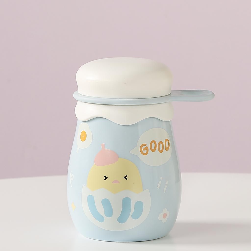 Souvenir Gift with Lid Pudding Cup Cartoon Cute Office Ceramic Cup High Appearance High Temperature Resistance Mug