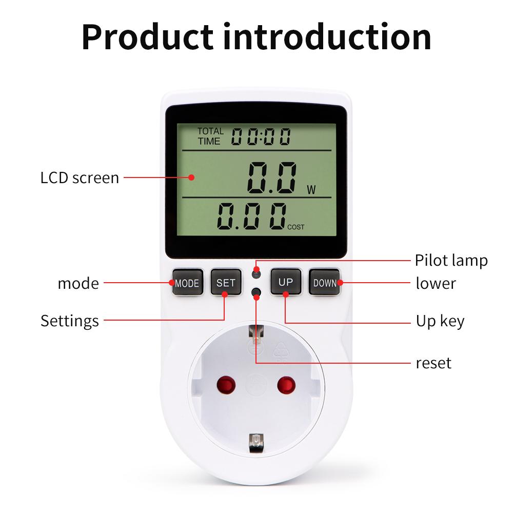 Digital Wattmeter 220V Energy Meter Socket Analyzer AC Voltmeter Ammeter Fuel Monitor Kwh and Price Display