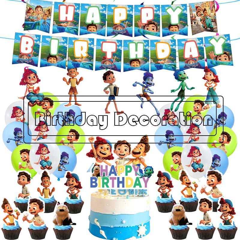 Vibrant Luca Party Ocean Cartoon Character Theme Disposable Cake Ornaments