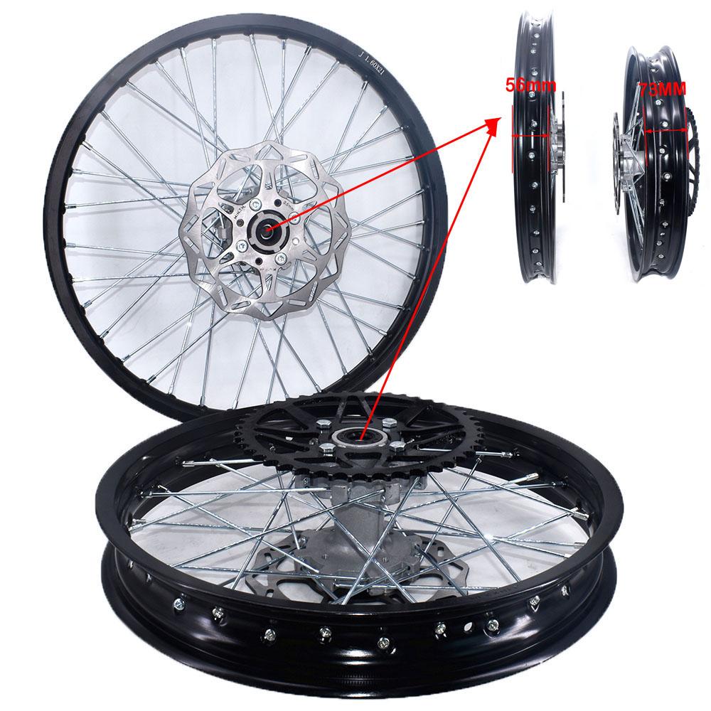 Motorcycle 1.60-21 Rim and 2.15-18 Front Rear Wheel With #520-45T Sprocket 240MM/220MM Brake Disc Plate for Kayo T2 Pit Bike