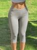 Women's Y2K Black Slim-Fit Cropped Trousers with Side Slits, Fitness Pants