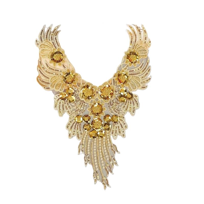 Unique Gold Embroidery Collar Appliques Sequined Collar Corsage For Women Various Clothes Decorative Removable Collar 1