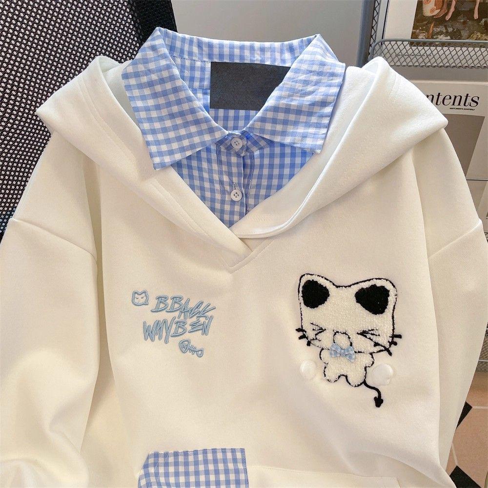 Mädchen Kapuzen-Sweatshirt im zweiteiligen Look für Frühling & Herbst - Trendiges Teenager-Oberteil