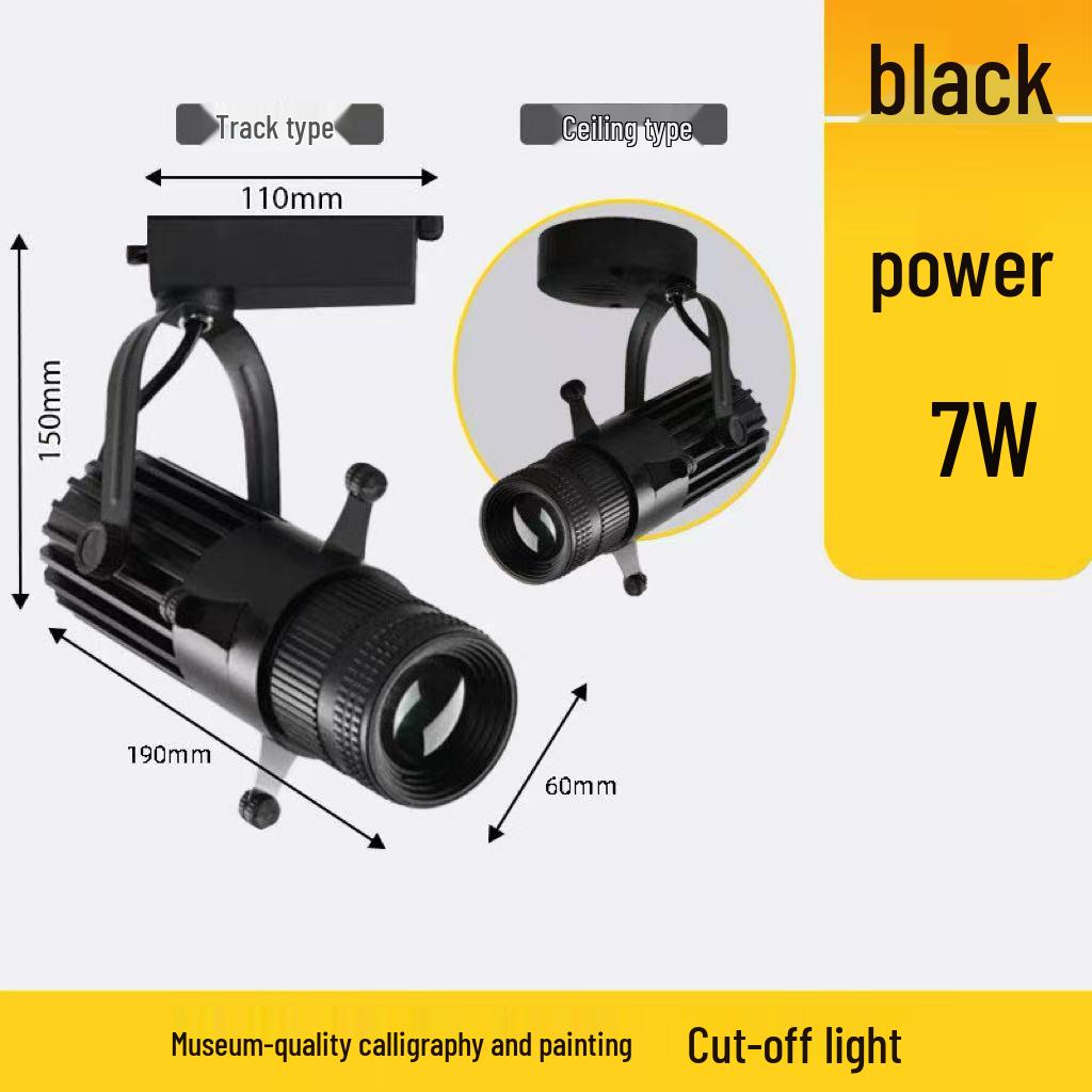 

Square Dimming Aperture COB LED Track Spotlight for Museum and Shop Displays Surface Mounted Black 7W