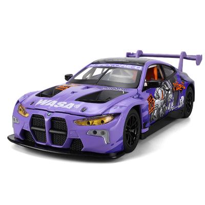 Společná edice 1/24 Měřítko BMW M4 GT3 Slitinový model sportovního vozu Kovový odlitek Model závodního auta na dráhu Zvuk Světlo Dětský dárek