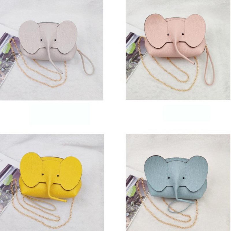 Korean  Solid Color Pu Leather Phone Purses Mini Elephant Crossbody Bags Ladies Lovely Casual Bags For Women
