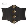 Faux Leather Dress Corset Belt Wide-Brimmed Design Elastic Waistband Retro Style Women Adjustable Corset Waist Cincher