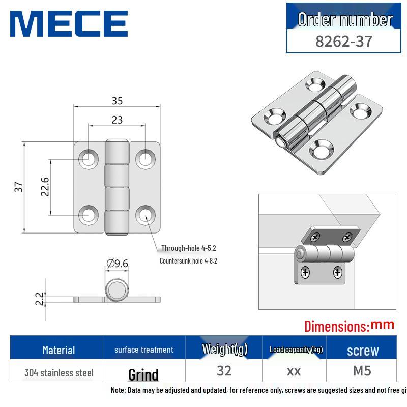 Thickened Stainless Steel Small Hinge for Folding Cabinet, Window, or Wooden Box with Lotus Leaf Design.