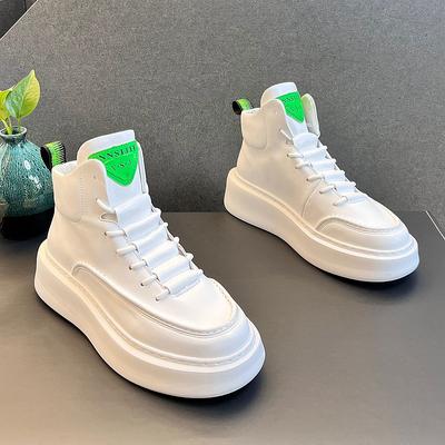 Fashion Echtes Leder Weiße Schuhe Männer High Top Sneakers Herren Casual Schuhe Coole Straße Weichen Bequemen