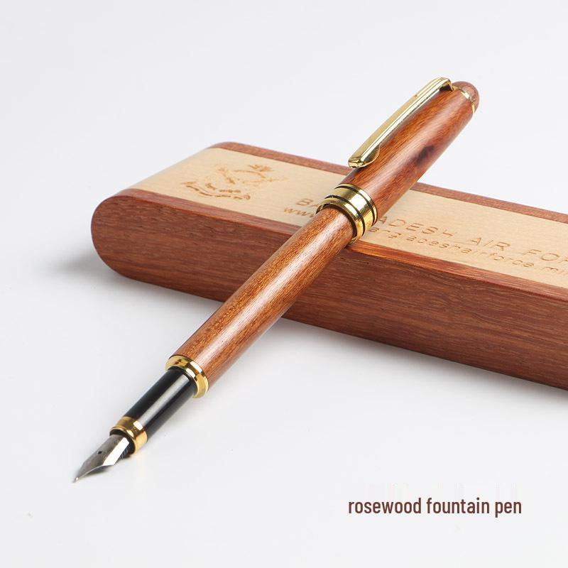 Rosewood & Padauk Fountain and Ballpoint Pen Set - Elegant Business, Office, or Travel Souvenir