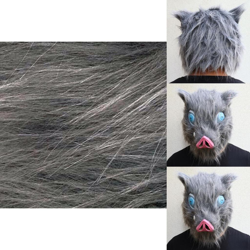 Autentisk Anime Demon Slayer Kimetsu No Yaiba Hashibira Inosuke Gris Cosplay Mask Idealisk För Maskeradfester