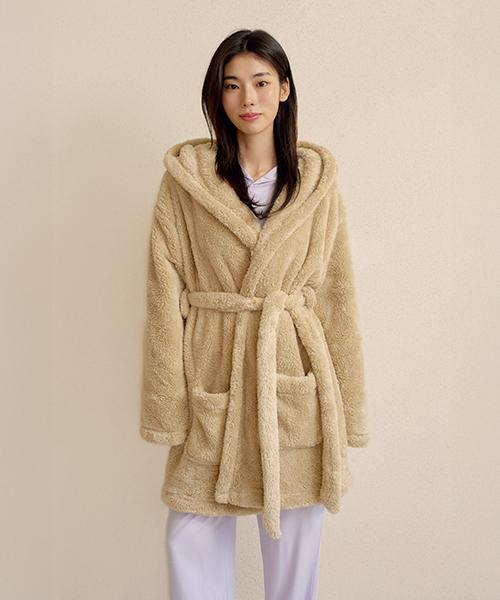 [Marn5] Heat Touch Hooded Long Fleece Couple's Sleep Robe [Shipped from Korea] 100% Authentic