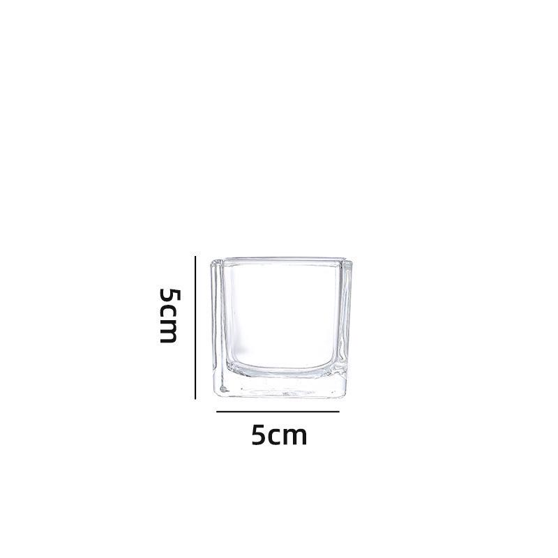 New Glass Bottle Candle Holder - Round Base, Transparent Aroma Cup, Thickened Square Design.