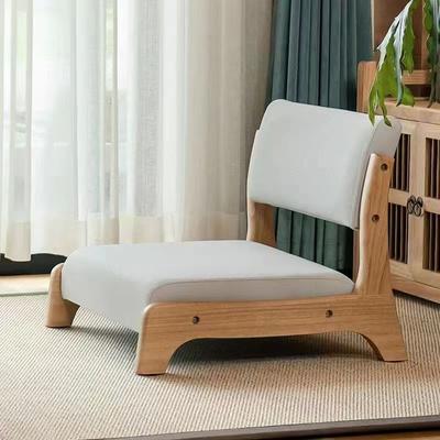 Solid Wood Handcrafted Bay Window Chair Japanese Tatami Balcony Seat Compact Floor Recliner Backrest Furniture