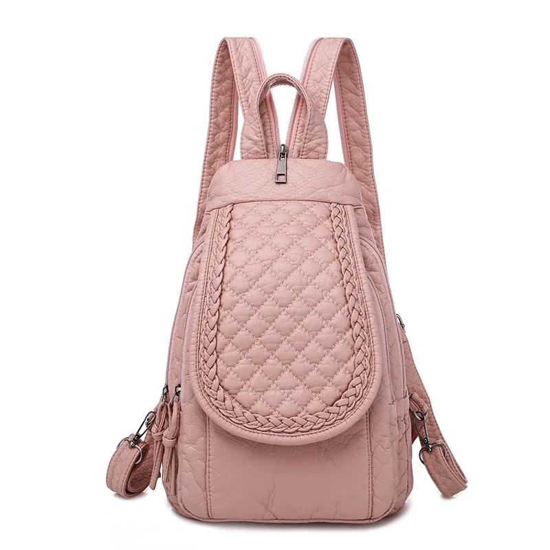 

Ladies Soft Washed Leather Backpack Cute Small Backpack School Bags for Girls Sac A Dos Travel Backpack Mochila Feminina 20cm x 8cm x 30cm