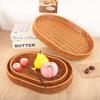 New Handwoven Food Plate Ellipse Shape Solid Storage Tray Plastic Rattan Serving Plate Storage Fruit Vegetable Cake