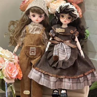 30cm Bjd Doll with Clothes Long Hair Attractive Eyes Princess Dress Movable Jointed Toy