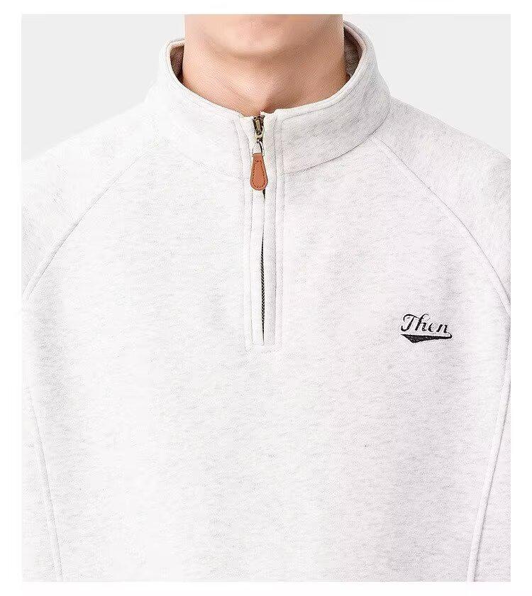 2025 Autumn/Winter Men's Half-Zip Solid Color Hoodie - Loose, Comfortable, Trendy Casual Top