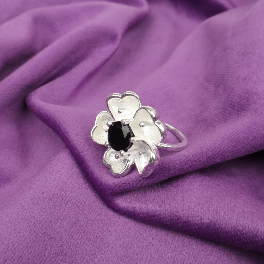 Black Onyx Gemstone 925 Sterling Silver Jewelry Handmade Ring For Women Gift CZR-1-11