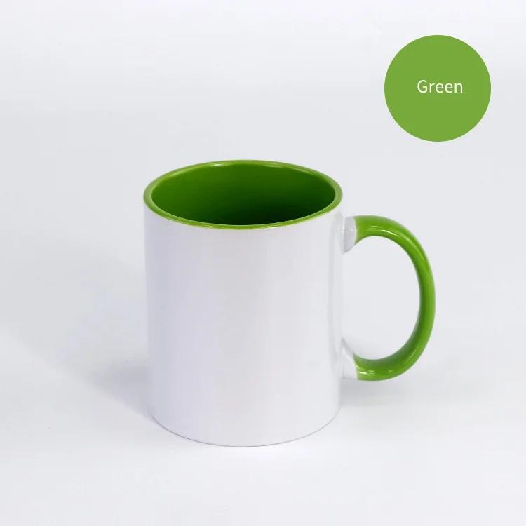 11oz Keramik Hitze Sublimation Rohling Farbe Tasse Herz Runder Griff Kaffee Tee Tasse Benutzerdefiniertes Logo Bild Drucken