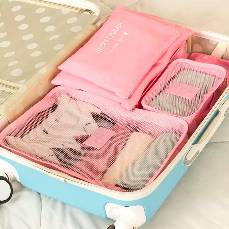 6-piece/set Travel Storage Bag Portable Large Capacity Waterproof Luggage Compartment Clothing Underwear Storage Bag with Zipper