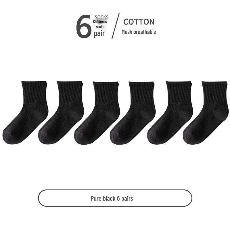 Kids' White Cotton Mid-Calf Socks - Spring/Summer Thin Mesh for Boys & Girls
