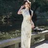 2026 New Chinese Style Silk Cheongsam: Summer-Autumn Retro Long Dress, Slim Fit, Double Layer for Banquets & Performances