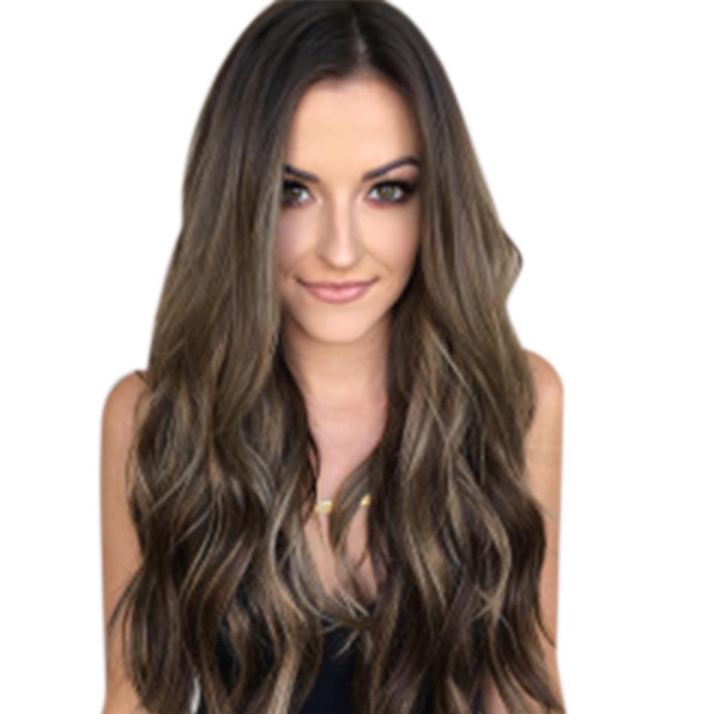 Women Mix Colors Gradient Long Curly Synthetic Wig Full Wig Wavy Wig
