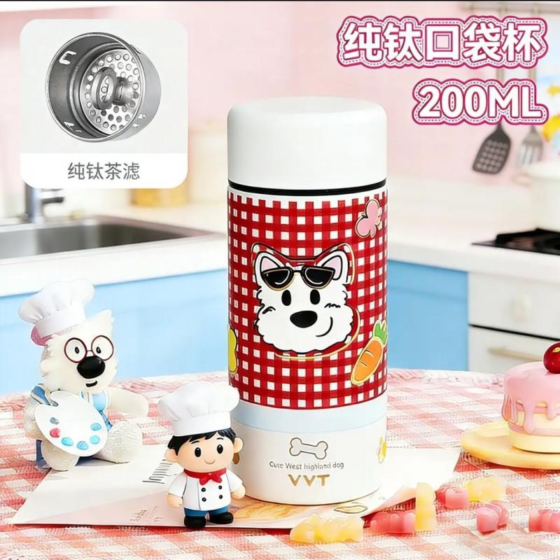 Pure Titanium Mini Vacuum Insulated Travel Mug 200ml With Tea Strainer Men Women Car Office Outdoor