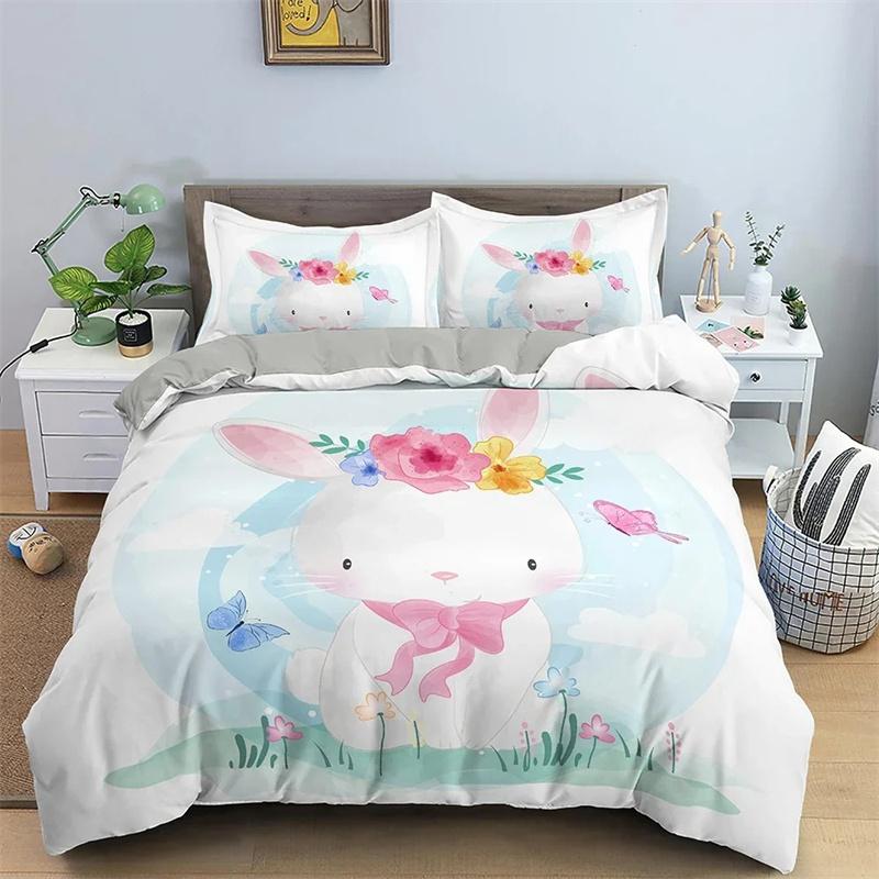 Cartoon Animal Duvet Cover Set Kids Lion Hippo Giraffe Pattern Bedding Set,Duvet Cover Comforter Bed Set Quilt Cover Pillowcase