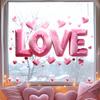 Valentine's Day Window Cling Removable Waterproof PVC Pink Bow Love Letter Heart Static Glass Sticker Wedding Holiday Party Window Decoration