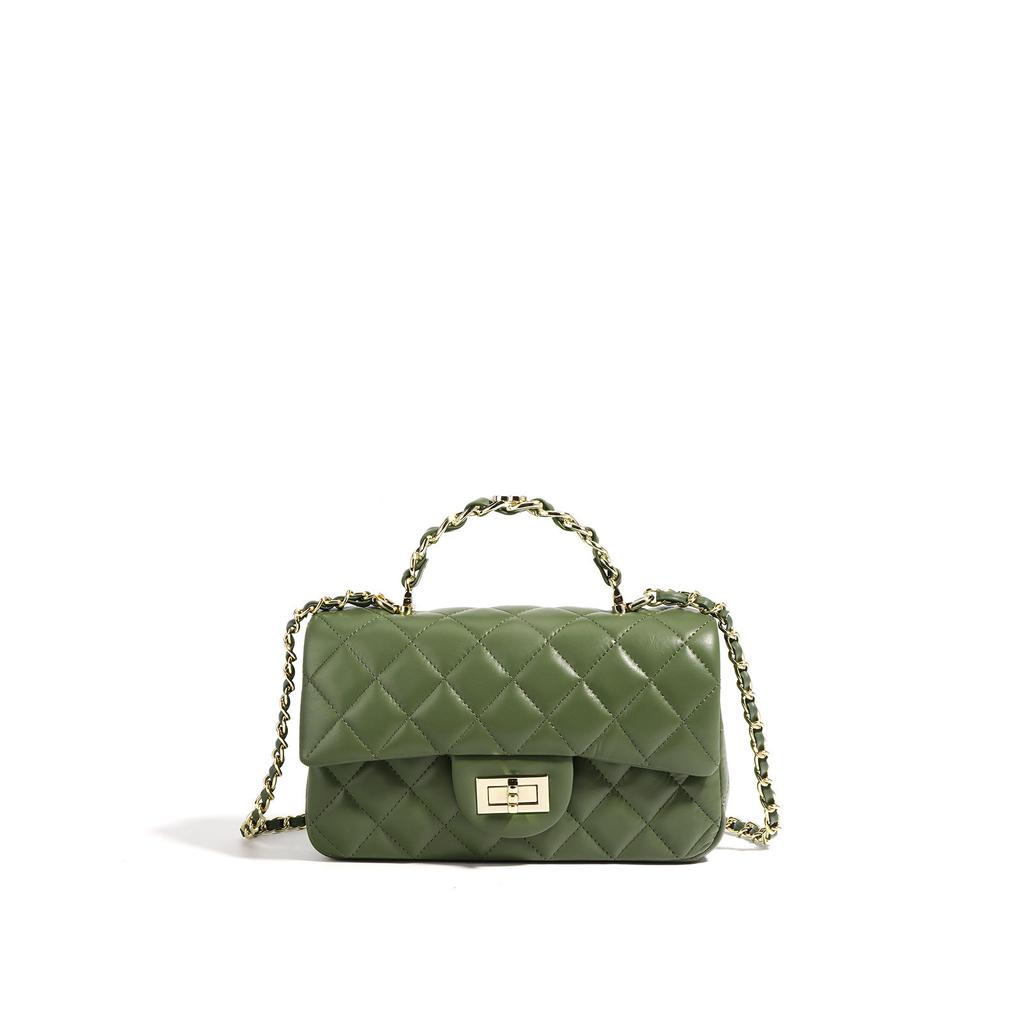 Genuine leather 2025 Xiaoxiangfeng cowhide handbag, shoulder crossbody women's bag, diamond chain bag, pillow bag.