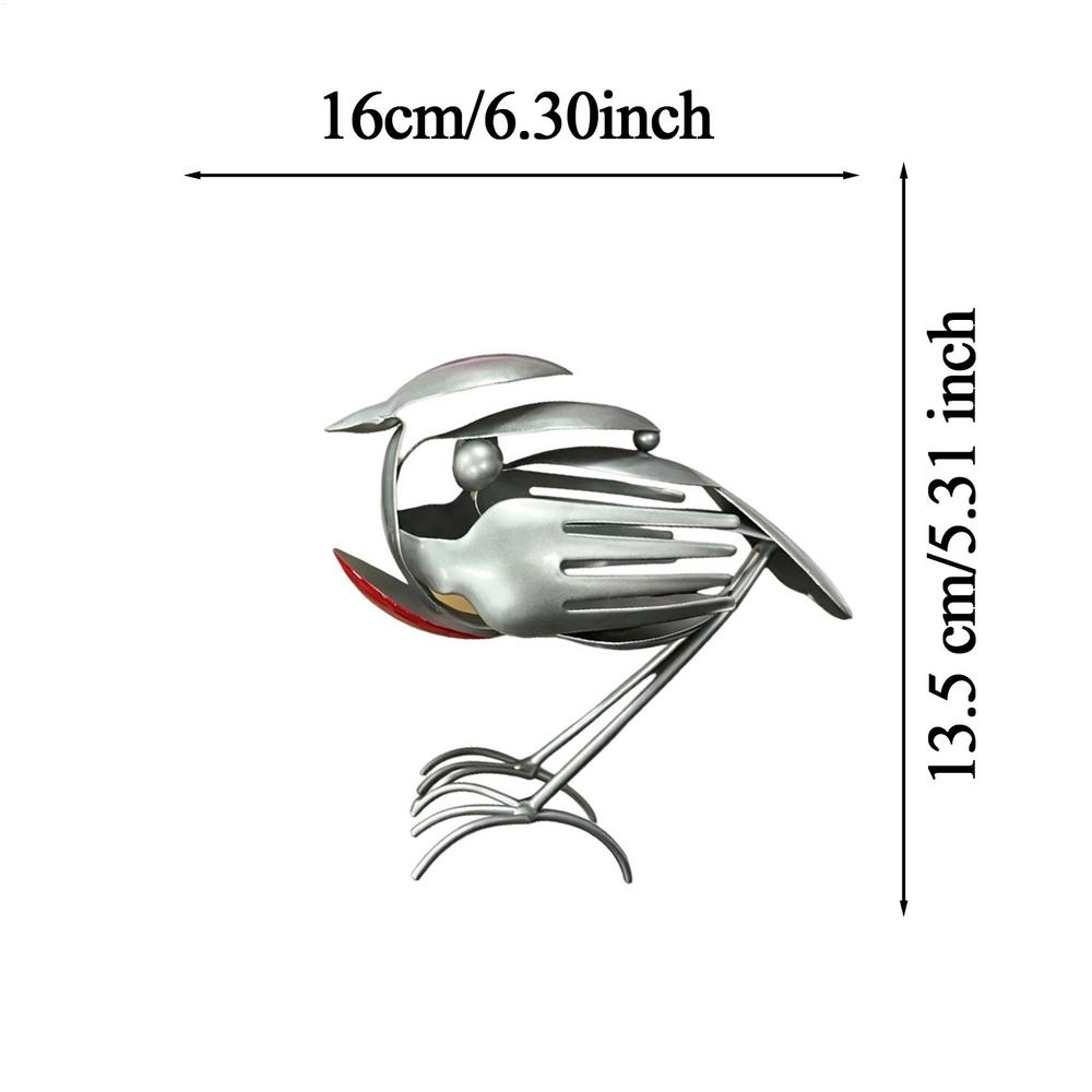 Mockingbird Metal Art Sculpture Handmade Stainless Steel Spoon Fork Mockingbird for Patio Backyard Lawn Pathway Porch Balcony