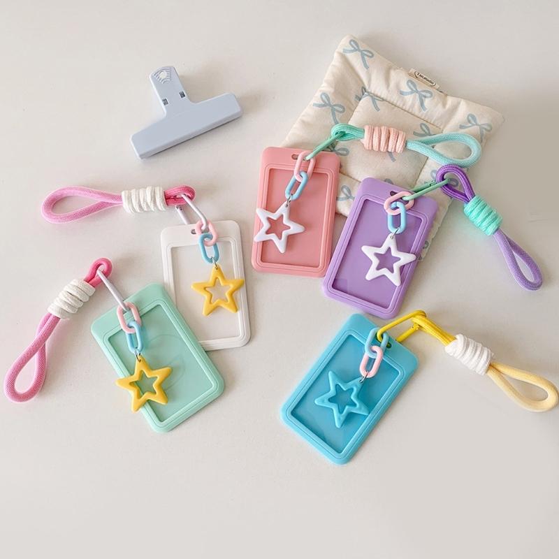 Photocard Holder Keychain Star Photocard Holder ID Cards Protective Sleeve School Stationery Supplies for Women Girls