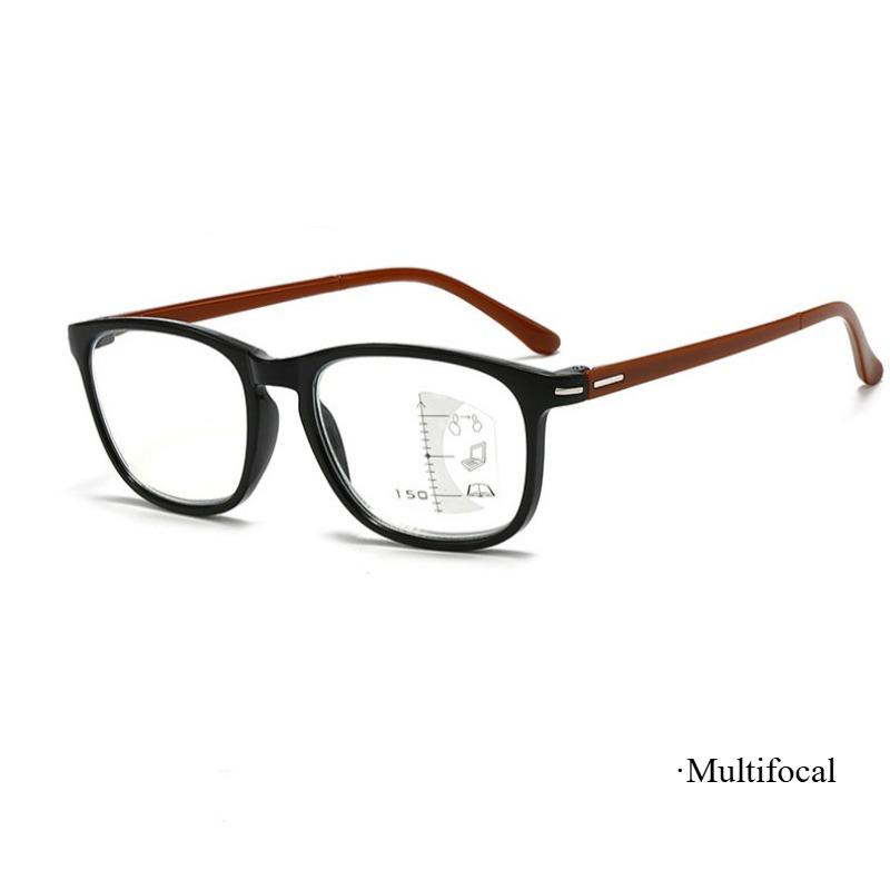 Fashionable Square Photochromic Presbyopia Glasses with Progressive Multifunctional Far and Near Dual-use Diopter To +4.0