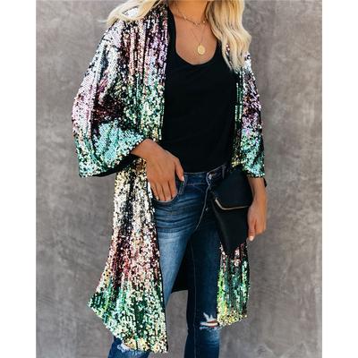Damen Bunter Pailletten-Cardigan Trenchcoat Urban Style Oberbekleidung Für Damen Einzigartiges Design Streetwear Oberbekleidung