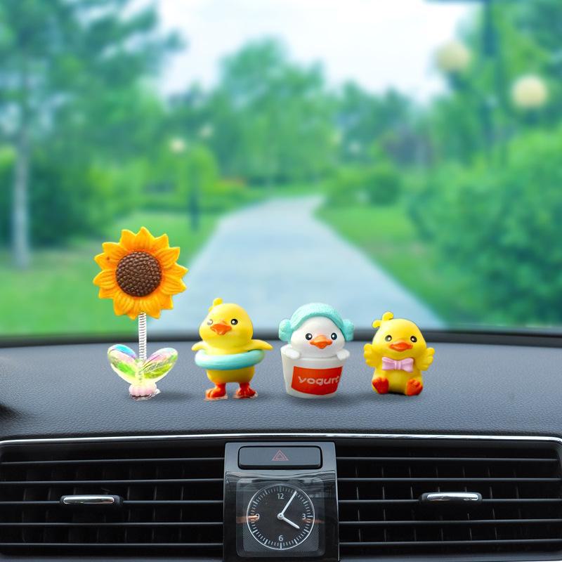 Creative Cute Yellow Duck Car Ornaments: Adorable Goddess-Themed Decorations for Car Dashboard.