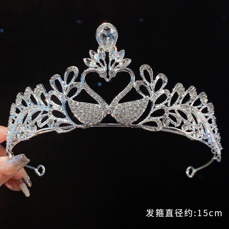 High-End Crown Headgear Princess Children'S Light Luxury Crystal Crown Birthday Gift Girls June 1 Performance Crown Hair Accessories