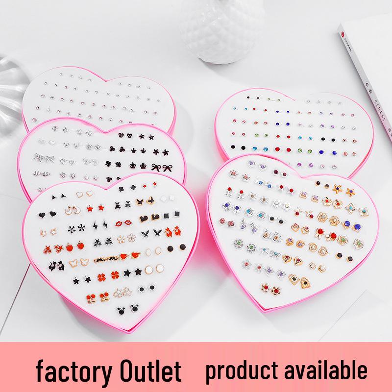 Women's Heart Stud Earrings Set in Acrylic Resin - Boxed Jewelry Accessory