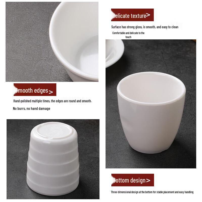 Homeglen A5 White Melamine Tea Cups (10-Pack)