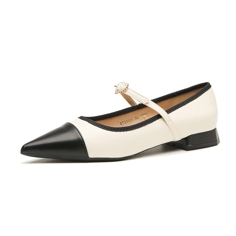29806 [sheepskin] Flat Shoes Women's Thick Heel Autumn 2025 New Pointed Small Fragrant Mary Jane Single Shoes
