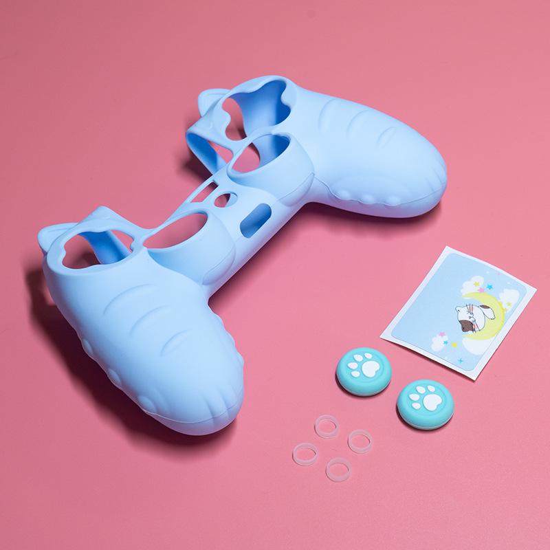 Cartoon Cute Silicone PS4 Controller Case with Joystick Caps, Stickers & Anti-Dust Ring