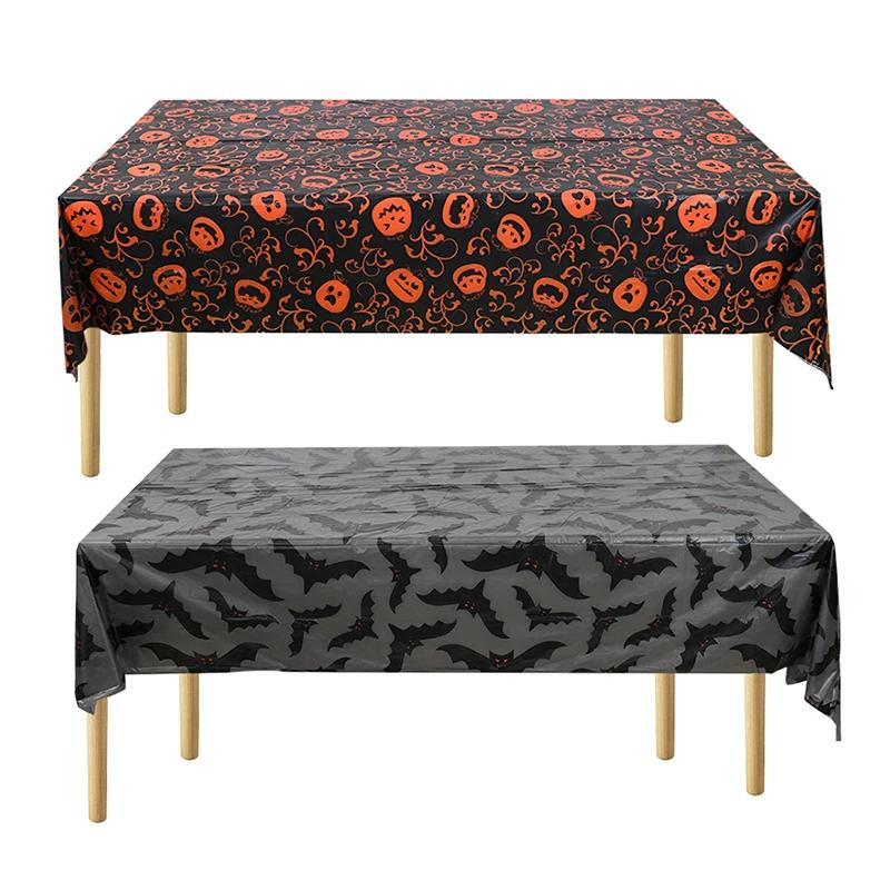 Halloween Decoration Tablecloth Disposable Pumpkin Spider Web Bat Plastic Table Cover Halloween Autumn Party Home Table Decor